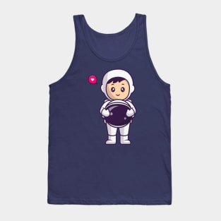 Cute Astronaut Take Off Helmet Cartoon Tank Top